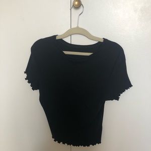J Galt Black Ruffle Top